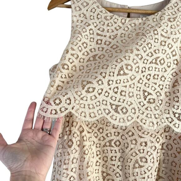 J.Crew Tiered Raindrop Lace Shift Dress Sleeveless in Cream, Size 8 - Picture 6 of 16